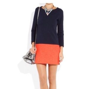 J.Crew Sz M Maritime Navy Blue & Coral Colorblock Shift Dress
